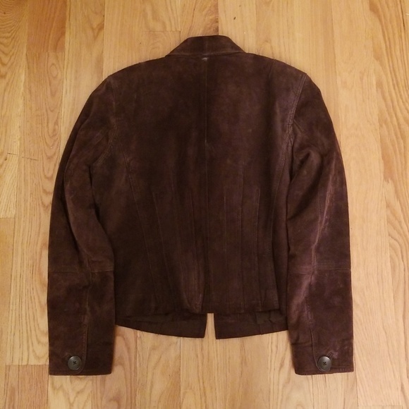INC Brown Suede Leather Lined Jacket - Picture 2 of 3